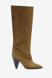 Image of Isabel Marant Ririo suede leather boots in taupe