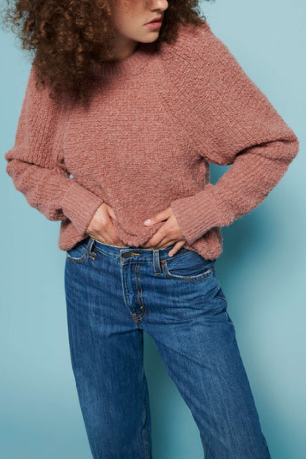 Image of model wearing Nation LTD Amal raglan sweater