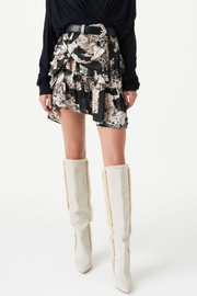 Image of model wearing IRO Nila skirt in black and beige