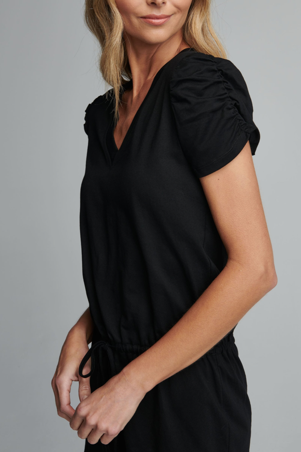 Images of model wearing Sundays Geneve dress in black