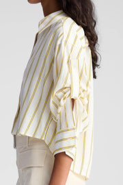 Image of model wearing the A.L.C. Maude Top side view