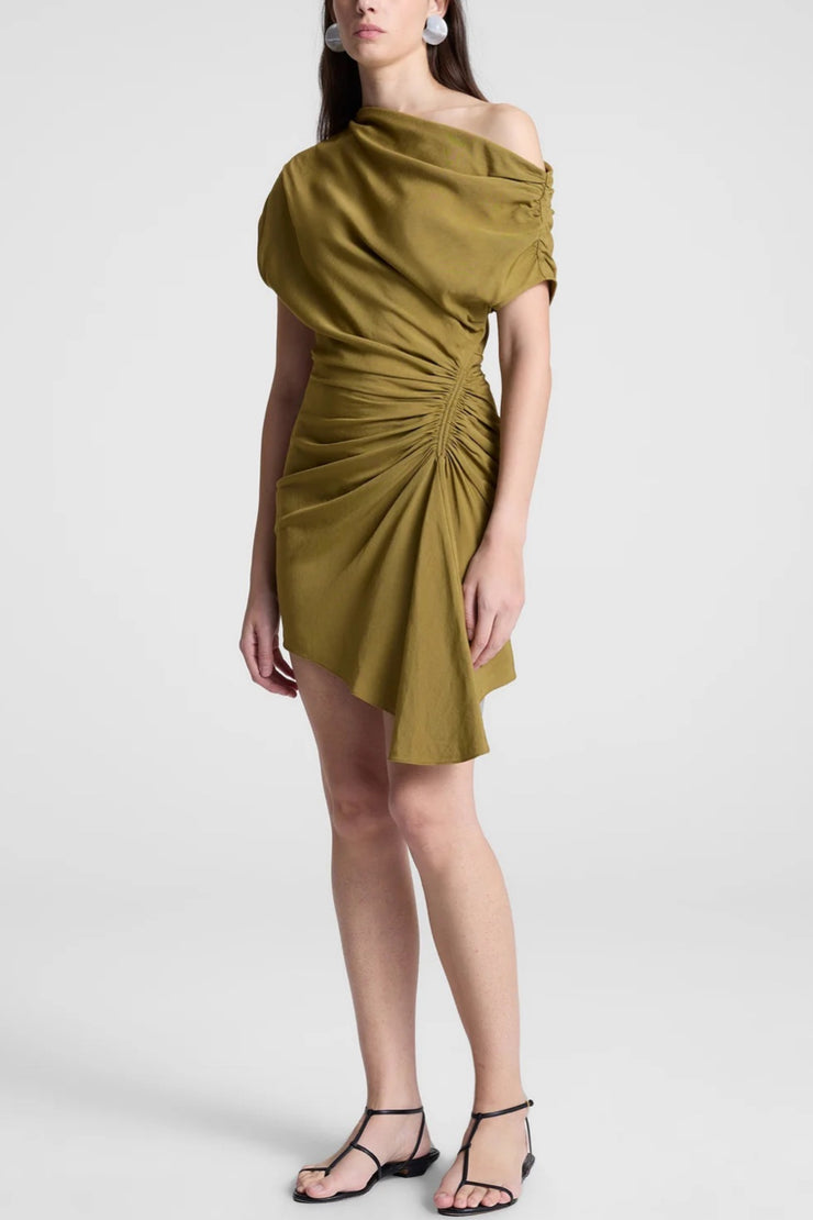 Image of model wearing the A.L.C Poppy Dress side view