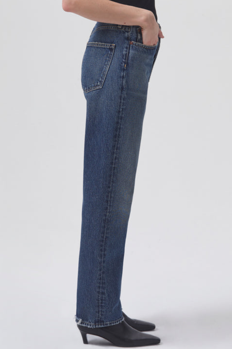 Image of model wearing Agolde 90's pinch waist straight jean