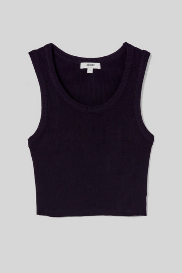 Image of Agolde cropped poppy tank in black
