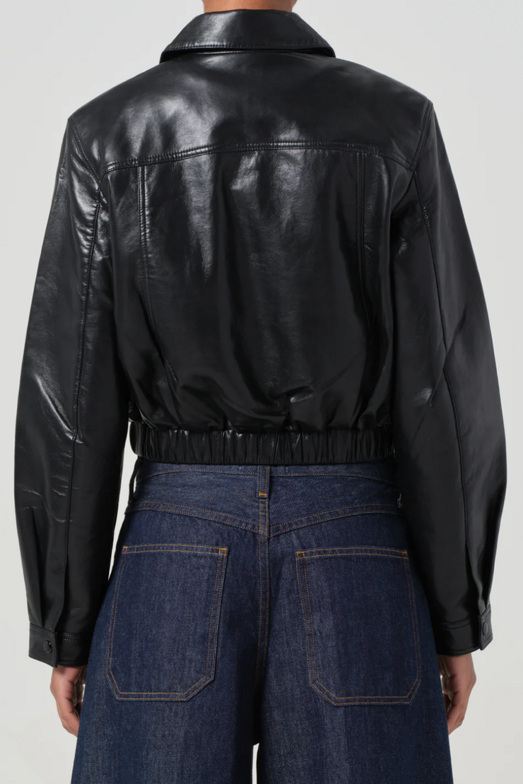 Image of Agolde Essie Recycled leather cropped jacket