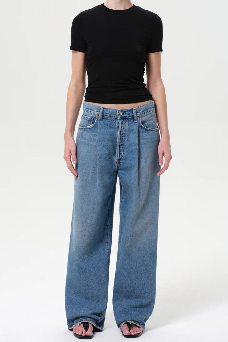 Image of model wearing the Agolde Franka Pleated Baggy Jean front view