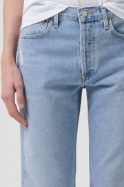 Image of model wearing Agolde parker jean