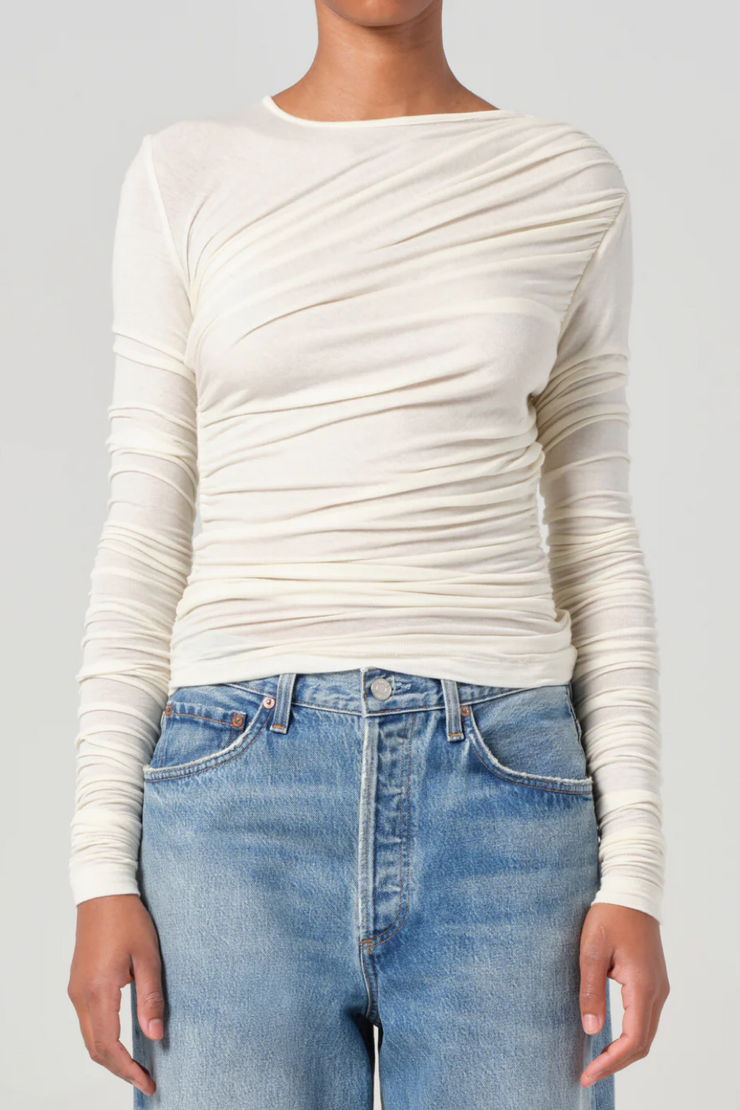 Image of Agolde Tania twist tee in oatmilk