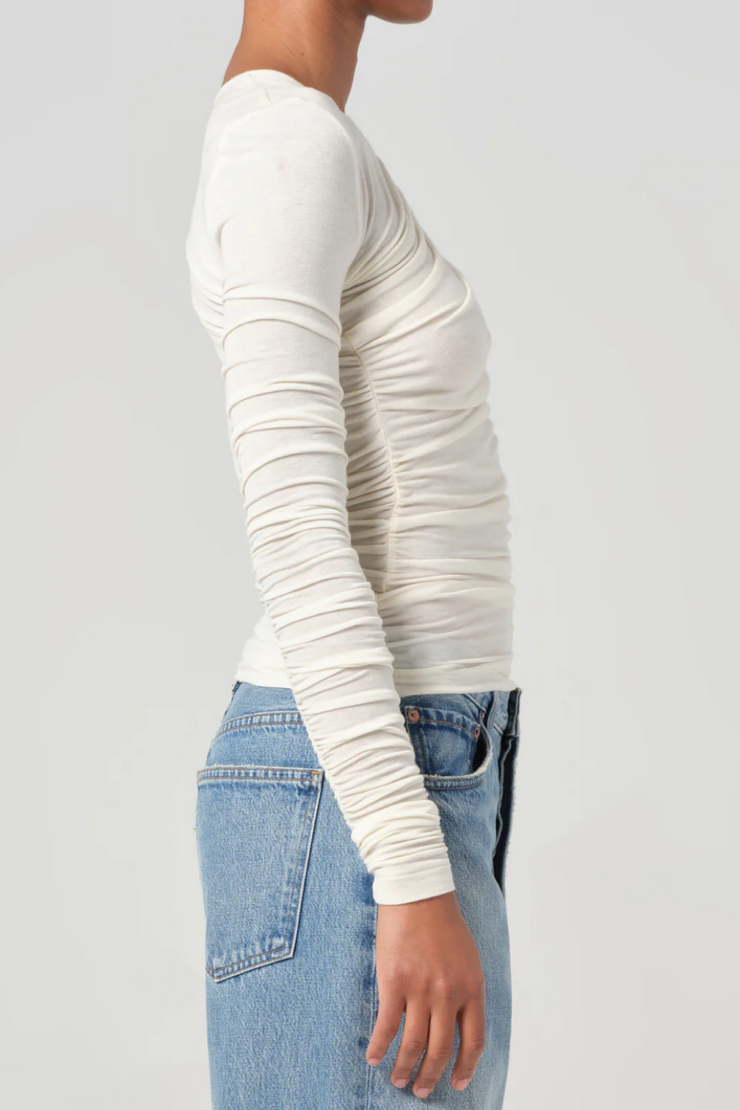 Image of Agolde Tania twist tee in oatmilk