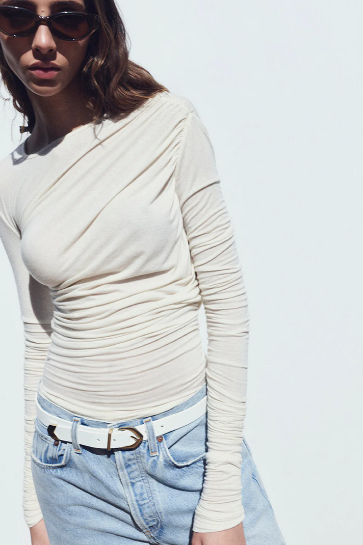 Image of Agolde Tania twist tee in oatmilk