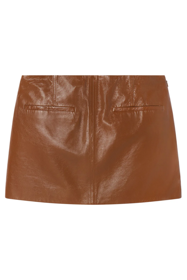 Brown leather skirt on a white background