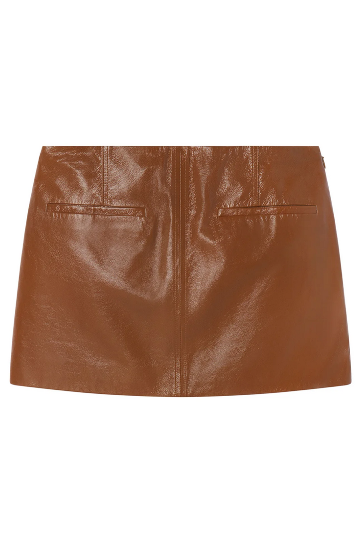 Brown leather skirt on a white background