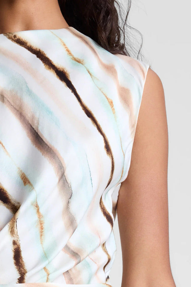 Image of model wearing the A.L.C. Delia Dress front view close up