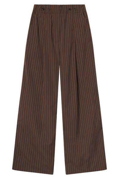 Brown striped pants on a white background