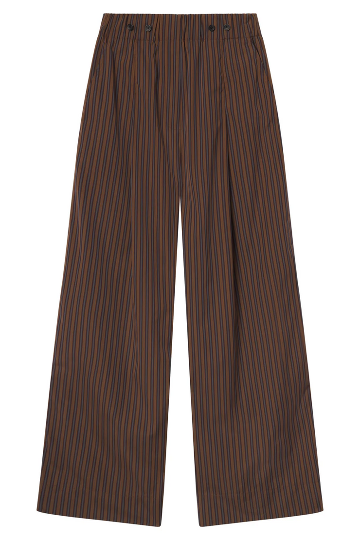 Brown striped pants on a white background