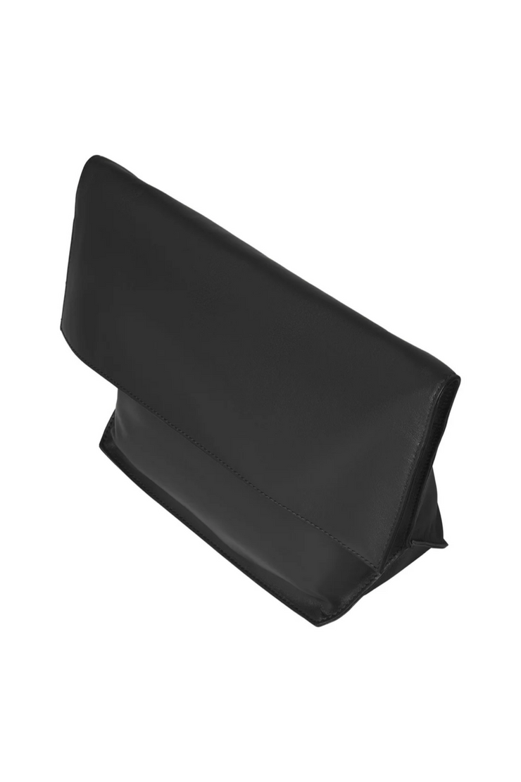 Black clutch on a white background
