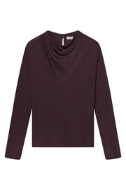 Dark purple long-sleeve top on a white background