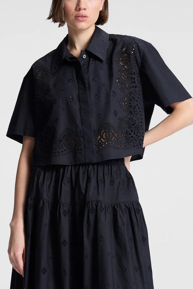 Image of model wearing the A.L.C Jade Top front view