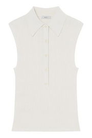 White sleeveless blouse on a white background