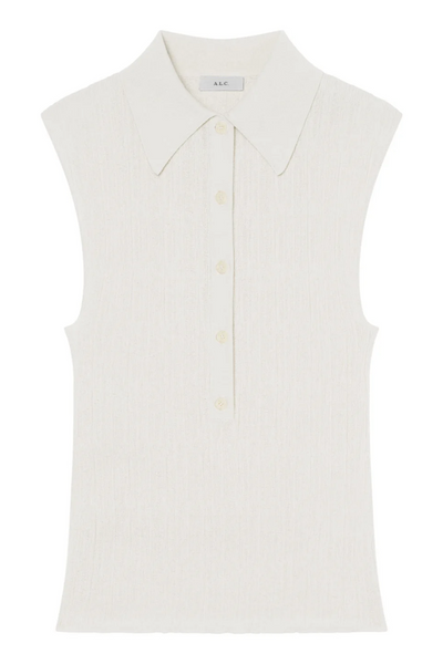 White sleeveless blouse on a white background