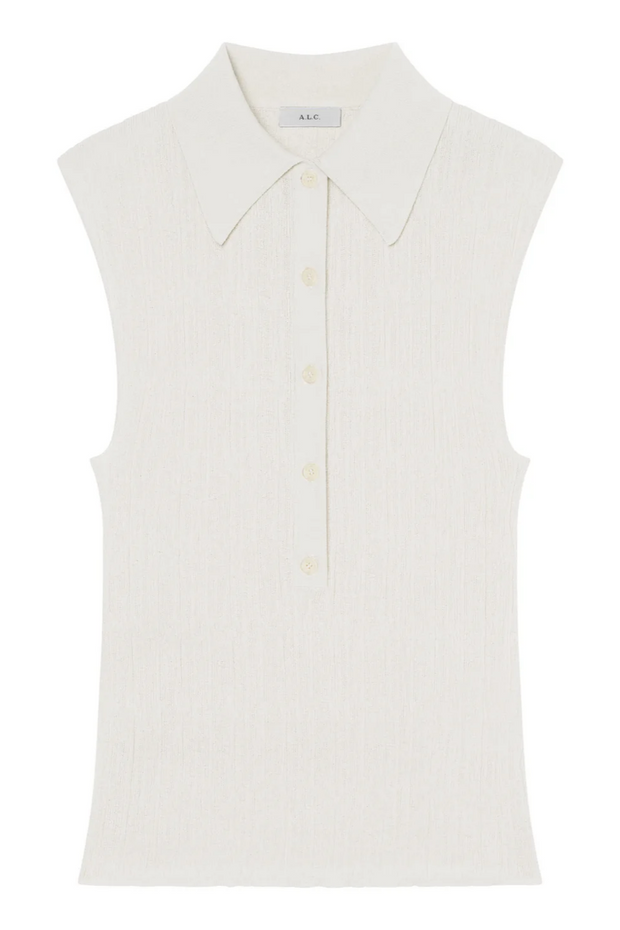 White sleeveless blouse on a white background