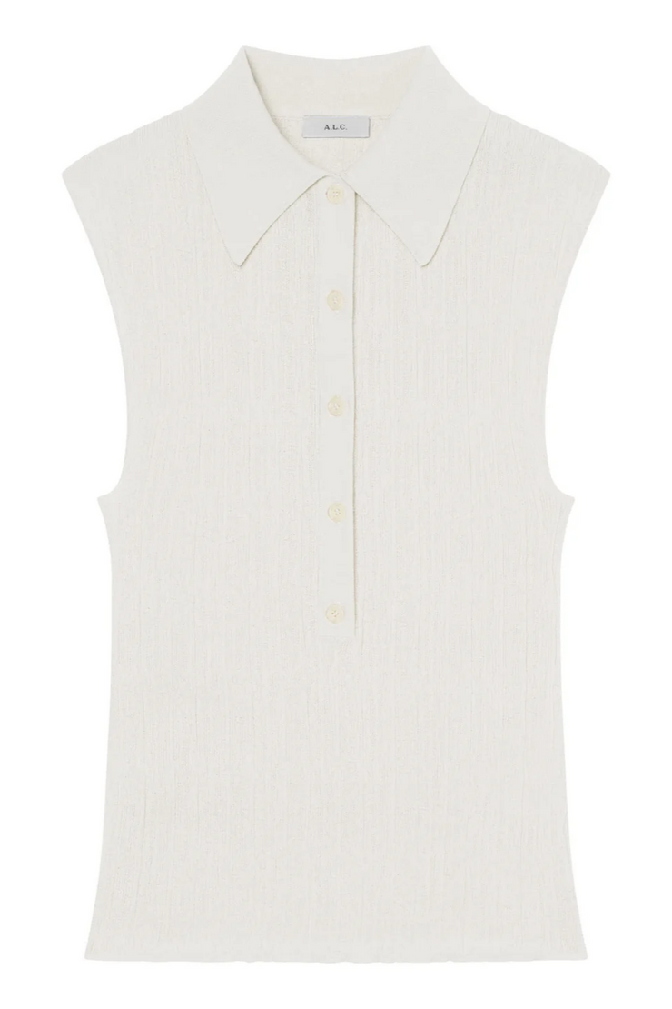 White sleeveless blouse on a white background