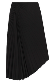 Black skirt with a draped design on a white background