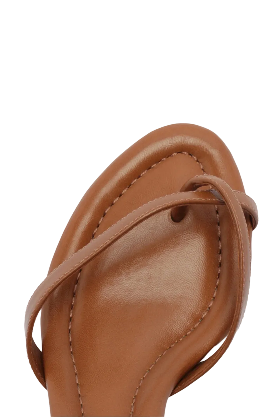 Close-up of a brown sandal with a strap on a white  background