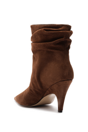 Brown suede ankle boot on a white background