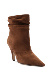 Brown suede ankle boot on a white background
