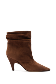 Brown suede ankle boot on a white background