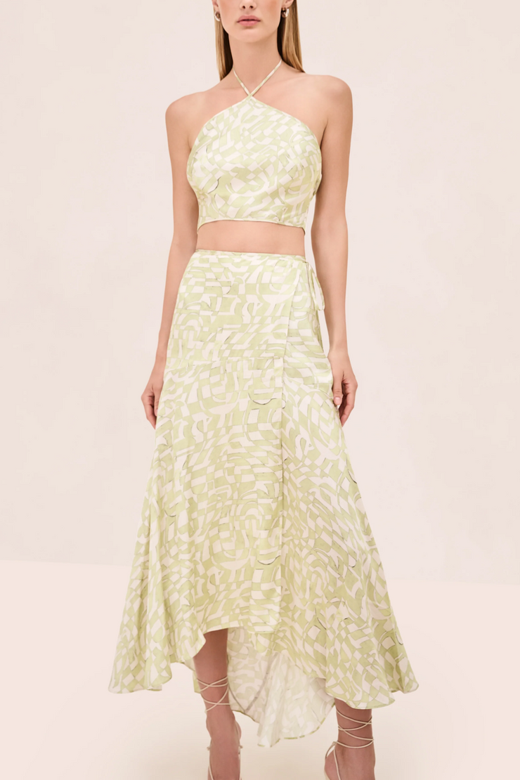 Image of model wearing Alexis Alenzia skirt and matching top 