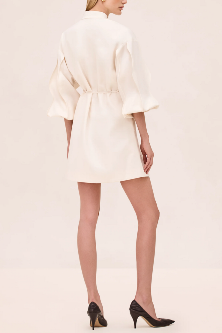Model wearing Alexis Miley dress in ivory