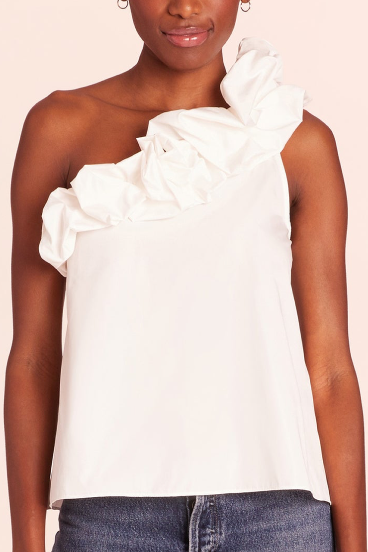 Image of model wearing Amanda Uprichard Hermosa top in white