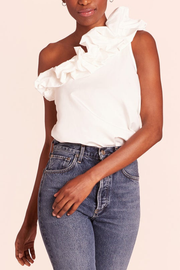 Image of model wearing Amanda Uprichard Hermosa top in white