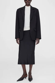 Image of model wearing the Anine Bing Bar Silk Skirt front view