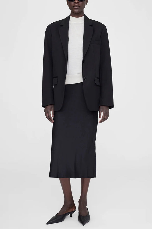 Image of model wearing the Anine Bing Bar Silk Skirt front view