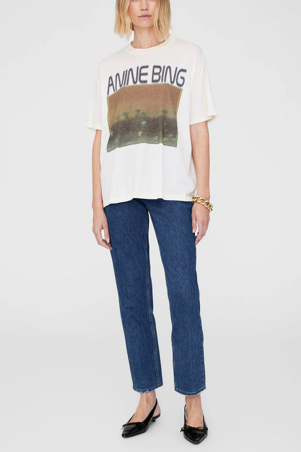 Image of model wearing the Anine Bing Cade Tee Mushrooms front view