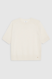 Ivory cashmere sweater on white background