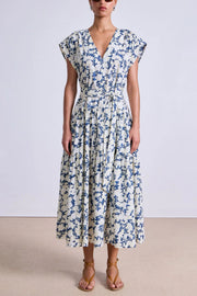 Image of model wearing the Apiece Apart Agathe Tier Maxi Dress front view