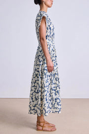 Image of model wearing the Apiece Apart Agathe Tier Maxi Dress side view