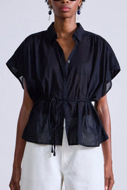 Image of model wearing the Apiece Apart Agni Floaty Top front view