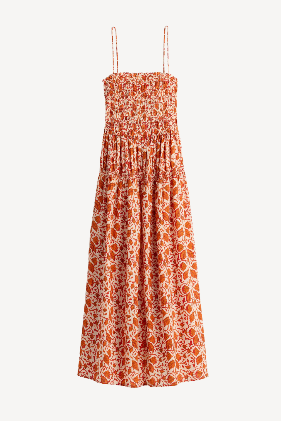 Orange floral dress on a white background