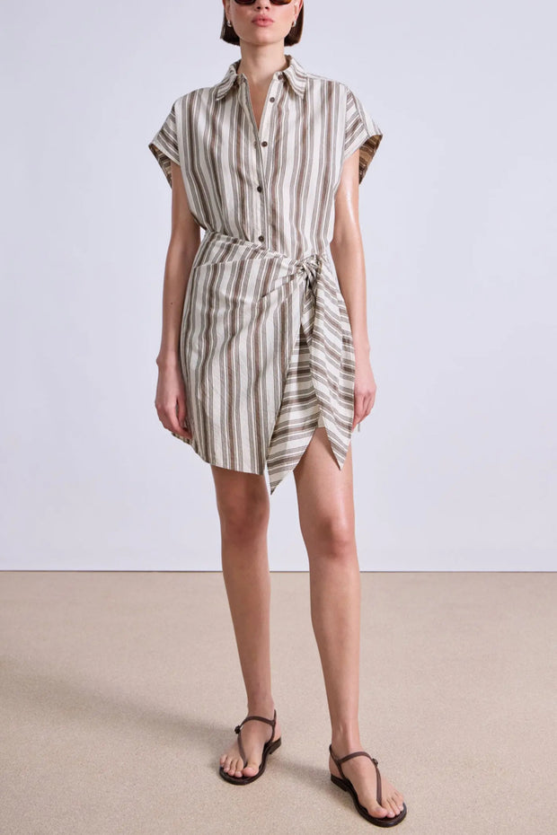 Image of model wearing the Apiece Apart San Vito Sarong Dress front view