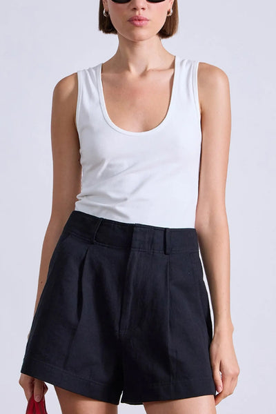 Image of model wearing the Apiece Apart Uri Low Cut Tank front view