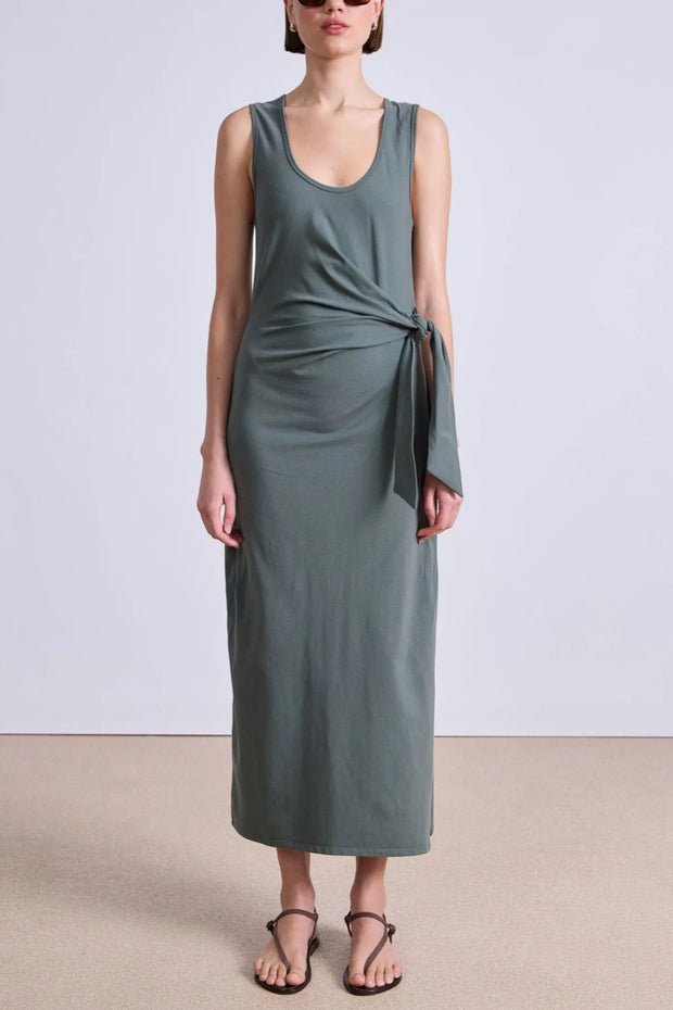 Image of model wearing the Apiece Apart Uri Twist Dress front view