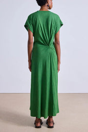 Image of model wearing the Apiece Apart Volta Twist Dress back view