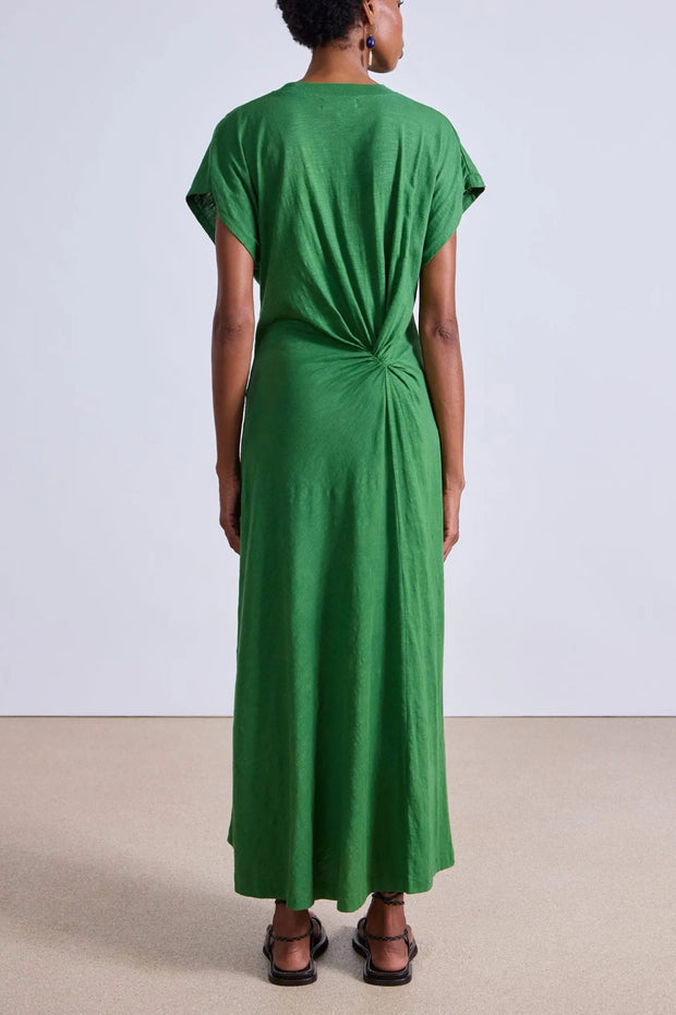 Image of model wearing the Apiece Apart Volta Twist Dress back view