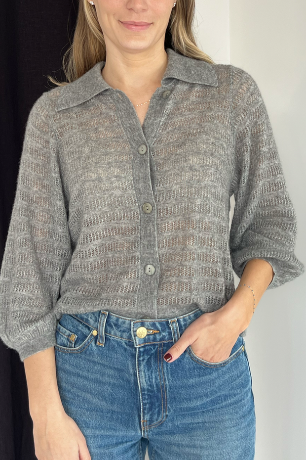 Image of Autumn Cashmere puff sleeve collared cardi