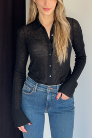 Image of Autumn Cashmere Sheer shirt in black